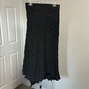 WD.NY Black Maxi A-Line Skirt Asymmetrical Ruched